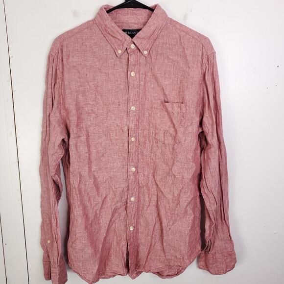 J Crew Shirt Mens Large Linen Button Down Summer Career Office Workwear - Picture 1 of 9